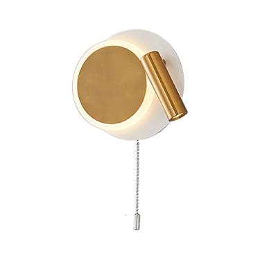 Imagem de Luminária de cabeceira para leitura, arandela de parede redonda em metal com cúpula de acrílico, ajustável em mais de 350°, luminária de parede LED, luminárias de parede para quarto 6000K