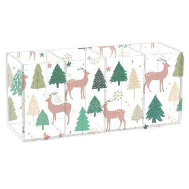Imagem de Burbuja Porta-canetas de acrílico para árvore de inverno, 4 compartimentos, suporte de lápis transparente para pincéis de maquiagem, acessórios de mesa de escritório em casa