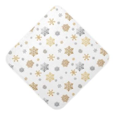 Imagem de Burbuja Toalha de banho para bebês flocos de neve - Toalha com capuz de musselina macia e absorvente para recém-nascidos, 89 x 89 cm