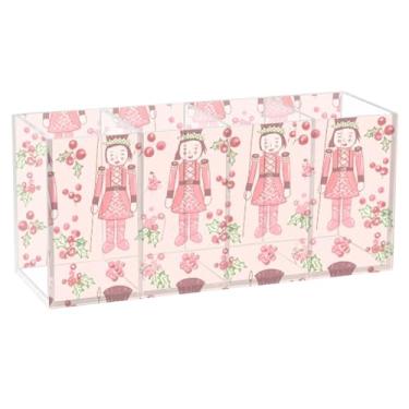Imagem de Burbuja Porta-canetas de acrílico para quebra-nozes de Natal, 4 compartimentos, suporte de lápis transparente para pincéis de maquiagem, acessórios de mesa de escritório em casa