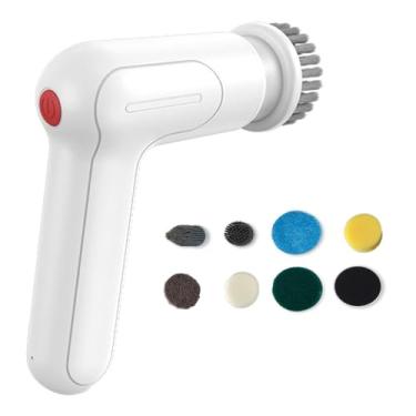 Imagem de Escova de Limpeza Elétrica Multifuncional Portátil Recarregável via USB Sem Fio Mão para Casa Cozinha e Lavagem Pratos c