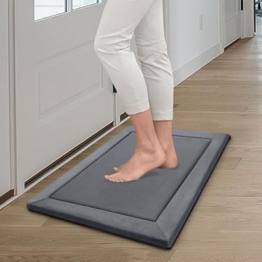 Imagem de Microdry - Tapetes de espuma viscoelástica para sala de estar, tapetes de área podem ser usados como tapete de sala de estar, tapete de quarto de crianças ou tapete de quarto, com parte superior de microfibra e almofada de tapete, resistente a desbotamento e manchas, cinza escuro, 60 x 90 cm