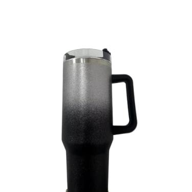 Imagem de Copo garrafa Térmica Inox 1200ml Parede Dupla Glitter tampa Canudo Premium Cor Degrade(Preto)