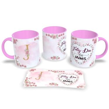Imagem de Caneca de Porcelana Com Alça e Interior Rosa Estampa Alfabeto das Mães (J)