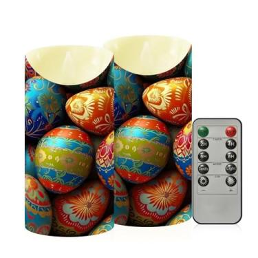 Imagem de Wassud Pacote com 2 velas coloridas sem chama com controle remoto, velas realistas cintilantes com temporizador, velas decorativas para Natal, casamento, festa, decoração de casa média