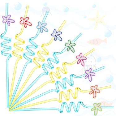 Imagem de Potchen 24 Pçs Canudos de Cereja Reutilizáveis Canudos de Plástico Arco Rosa Lembranças de Festa Tema de Frutas Artigos de Aniversário para Chá de Bebê Decorações de Festa de Solteira (Tema de Ponge