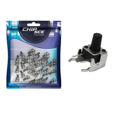 Imagem de 50X Chave Táctil 2 Terminais + Suporte 6 X 6 X 9Mm 90º Graus - Chipsce