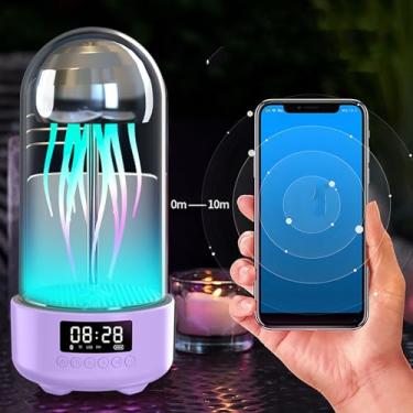 Imagem de Luocute Lâmpada de água-viva, Alto-falante Com Luzes LED que Mudam de 7 Cores, Tanque de Aquário de água-viva Flutuante, Luz Noturna para Quarto, Jogos, Festas (Roxa)