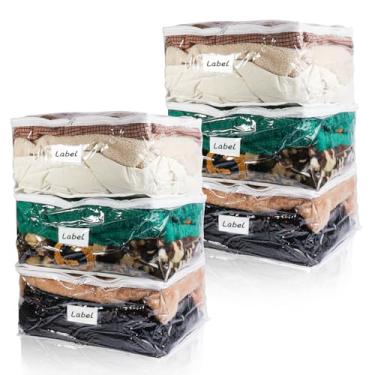 Imagem de Heonay Sacos de armazenamento transparentes com zíper, sacos de armazenamento de suéter de plástico com zíper, pacote com 6 organizadores de roupas para cobertores, suéter de linho, lençol de cama,