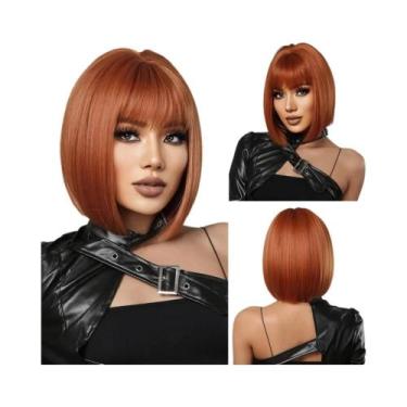 Imagem de Peruca Sintética Curta Lisa Loira Com Franja Em Camadas Natural Para U