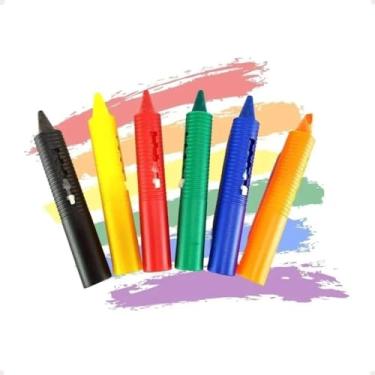 Imagem de Caneta Rabisca e Apaga 6 Cores Lavável Infantil - Para Azulejo Banheira Box Banho Não Tóxico Diversão Criativa