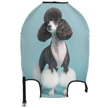 Imagem de Joisal Chic Poodle Capas de bagagem artísticas de cachorro para proteção de malas, capa especial de viagem para mulheres, Arte chique para cães Poodle, S 18-20 in, Capa de mala