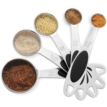 Imagem de Conjunto de colheres de medição magnéticas, colheres de medição de aço inoxidável, colher de sopa para ingredientes secos e líquidos (5, preto)