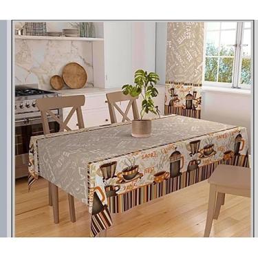 Imagem de TOALHA DE MESA ESTAMPADA Poliéster e Algodão - Várias Estampas e Tamanhos para Jantar e Decoração (CAFÉ ENCANTO BEGE,1m)