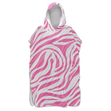 Imagem de TSENQUE Poncho de surfe trocador de roupão para praia Adul moletom toalha floral plus size chique rosa listras zebra homens mulheres poncho com capuz