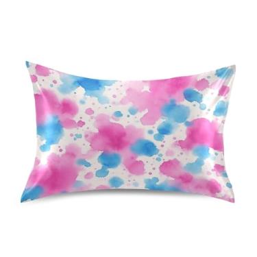 Imagem de Fronha abstrata rosa azul salpicos de cetim engraçado refrescante king queen almofadas padrão chinelos arte fofa decoração de cama tamanho padrão 66 cm x 50 cm