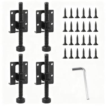 Imagem de BOLWHAO Pés de nivelamento ajustáveis resistentes para móveis, pacote com 4 niveladores de pés ajustáveis pretos com chave e almofadas de feltro pé ajustável para mesa, armários, bancada de trabalho