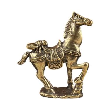 Imagem de Wswqop Estátua de Cavalo em Latão, Estatueta de Cavalo, Lembrança de Bênção, Obra de Arte, Ornamento, Escultura para Decoração de Armário, Estante, Lareira, Style I