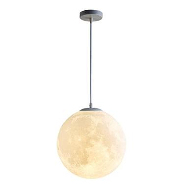 Imagem de Luminária pendente moderna em formato de globo com efeito lua 3D, estilo nórdico criativo, ideal para restaurantes, bares, cozinhas, salas de estar e quartos. Disponível em 6 tamanhos.