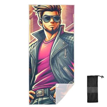 Imagem de Joitme Toalhas de praia Cool Dude Pink de secagem rápida, tamanho P, toalha de natação, toalha de praia sem areia