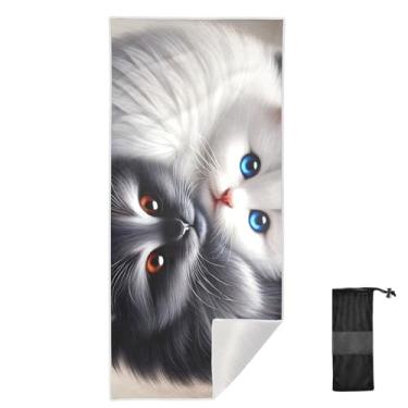 Imagem de Joitme Toalhas de praia pretas de gatos fofos, 76 x 152 cm, toalha de piscina, toalhas de natação para nadadores