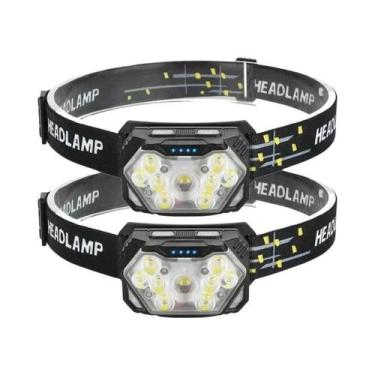 Imagem de Lanterna De Cabeça LED Recarregável Com Sensor USB Potente Com Bateria