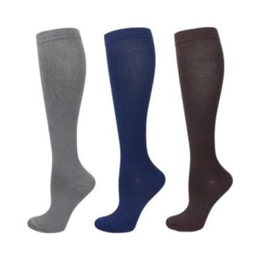 Imagem de Meias De Compressão Unissex 15-20 mmHg Até O Joelho, 3 Pares Para Cicl
