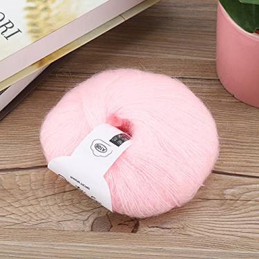 Imagem de GLOGLOW Fio para Necessidades Diárias, 100% Mohair, Rosa, Textura Leve, Calor Tricotado à Mão, para Xales e Cachecóis DIY, 28g de lã de tricô Mohair Nan (40 rosa claro)