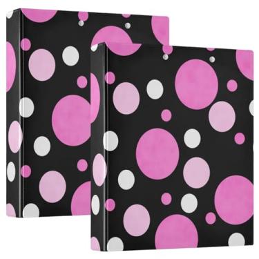 Imagem de Fichários de bolinhas rosa, comporta 200 folhas, 2 pastas de três anéis