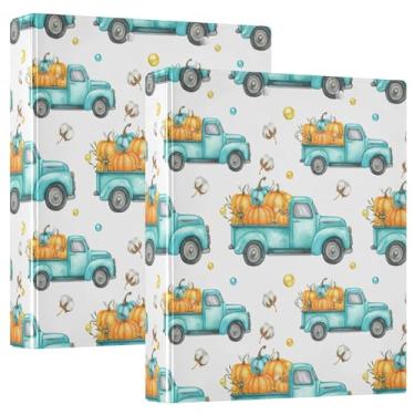 Imagem de Fichários personalizados vintage trucks pumpkins branco 3,8 cm, 3 anéis, 200 folhas, portfólio, pastas, impressão, anel redondo, fichário de escritório, 31,5 x 27 x 6 cm, 1 pacote