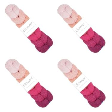 Imagem de Clowex 7 fios de macramê de algodão trançado gradiente colorido, 2,5 mm x 273 m x 4 bolas de fio de macramê artesanal variegado, cordão de artesanato arco-íris, corda de macramê multicolorido para