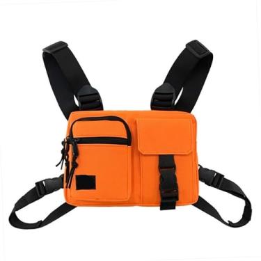 Imagem de Bolsa masculina hip hop – Bolsa de peito multifuncional leve para trabalho e estilo, Laranja, One Size