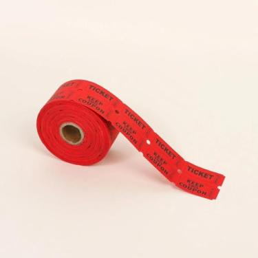 Imagem de 100 pares de bilhetes de sorteio duplo, com tocos de ingressos destacáveis, adequados para eventos, carnavais, ingressos de admissão e prêmios. (vermelho)