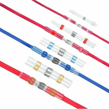 Imagem de Conectores de fio de vedação de solda, 100 peças, terminais de fio elétrico com isolamento térmico, crimpagem de cabo de emenda