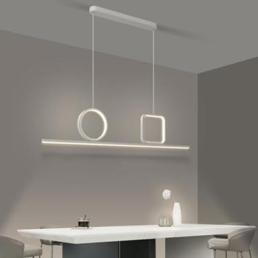 Imagem de Novo lustre de LED para mesa de jantar, estilo minimalista e moderno, ideal para cafeteria, bar, escritório ou quarto. Lustre personalizado (branco, 100 cm).