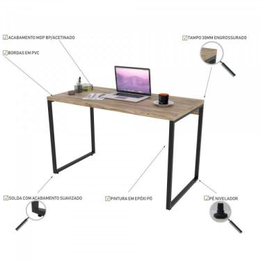 Imagem de Mesa Para Escritório Office Estilo Industrial 120cm Kuadra Compace Carvalho