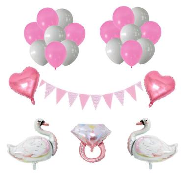 Imagem de Kit de balões White Swan, 21 unidades com folha de látex Triangle Banner