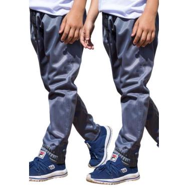 Imagem de KIT 2 Calças Jogger Helanca Infantil Agasalho Flanelado Inverno Bolso 