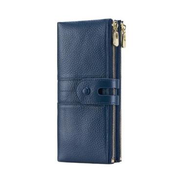 Imagem de Carteira Feminina De Couro Genuíno Com Bloqueio RFID, Grande Capacidad