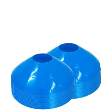 Imagem de Kit 25 Cones Chapéu Chinês Cone Demarcatório Half Cone Azul Treinamento Funcional