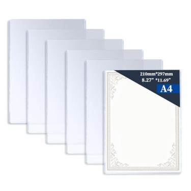 Imagem de 6 protetores de impressão rígidos tamanho A4 de 20,8 cm x 29,5 cm, protetores de folha de plástico rígido transparente, capas de papel de plástico com carregamento superior para pôsteres de fotos