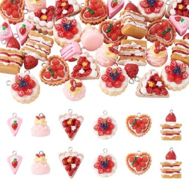 Imagem de Spritewelry Pingentes de sobremesa 3D de resina adorável xícara de bolo donut biscoitos pão macaron pingentes de sobremesa para artesanato faça você mesmo chaveiros pulseiras, colar de joias