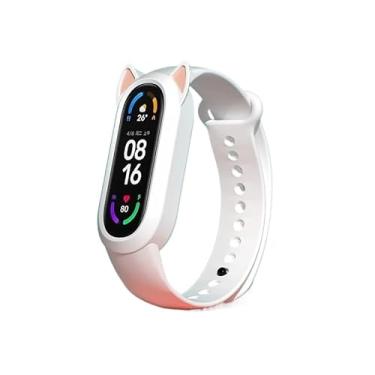 Imagem de HEPUP Caso de silicone CACHUFFS Strap para Xiaomi Series Miband 8 7 6 5 4 3 Banda de material TPU macio e respirável para Miband(White,For Miband 7 6 5 4 3)
