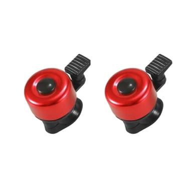 Imagem de Sino de bicicleta 2 pacotes com som melodioso alto clássico mini sino de bicicleta para crianças adultos buzina para scooter, mtb, bmx(2pcs red)