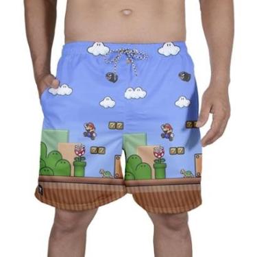 Imagem de Short Mauricinho Masculino Tactel Estampa Mario Casual-Masculino