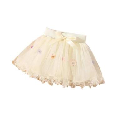 Imagem de Meia saia bordada flor para menina, Saia curta com arco bordado, Moda 