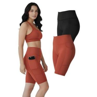 Imagem de Kit 2 Bermudas Fitness Feminina Bolsos Laterais-Feminino