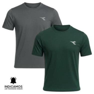 Imagem de Kit 2 Camisetas Diadora Small Logo Masculina - Verde Escuro e Chumbo P-Masculino