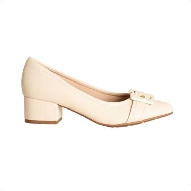 Imagem de Scarpin Feminino Salto Bloco Creme Modare, Creme, 37
