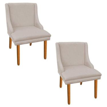 Imagem de Kit 2 Cadeiras de Jantar Liz Suede Bege Pés Palito D'Rossi